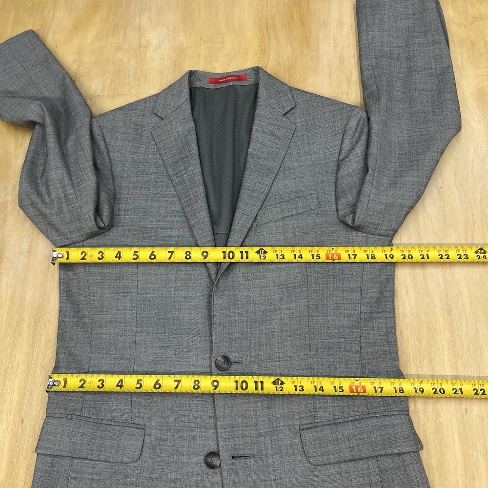 Kenneth Cole Blazer Sport Jacket Mens 38L Long Slim Fit Wool Blend Stretch Gray - Picture 8 of 13